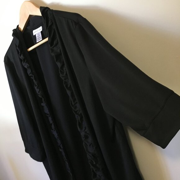 Black Gothic Maestro Ruffled Hem Open Cardigan - Picture 5 of 16